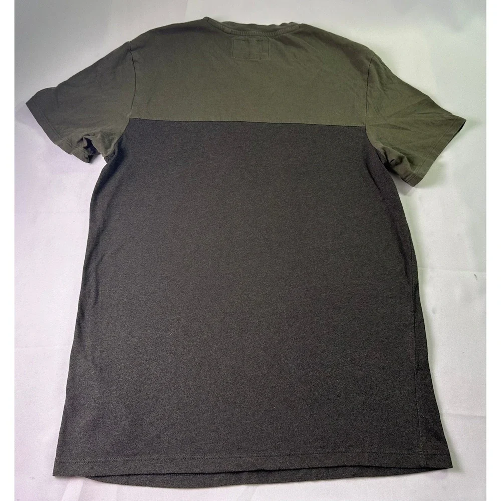 Guess Los Angeles Mens Small S‎ Colorblock V-Neck T-Shirt Olive Gray Streetwear - Picture 7 of 8